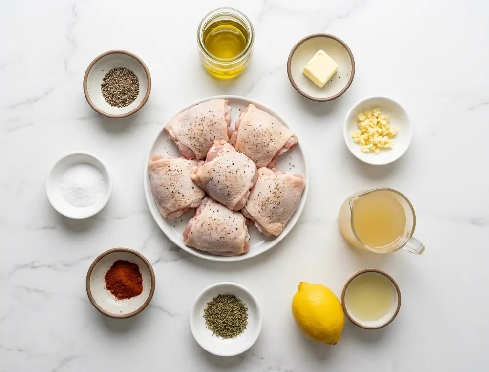 Ingredients for skillet chicken thighs recipe